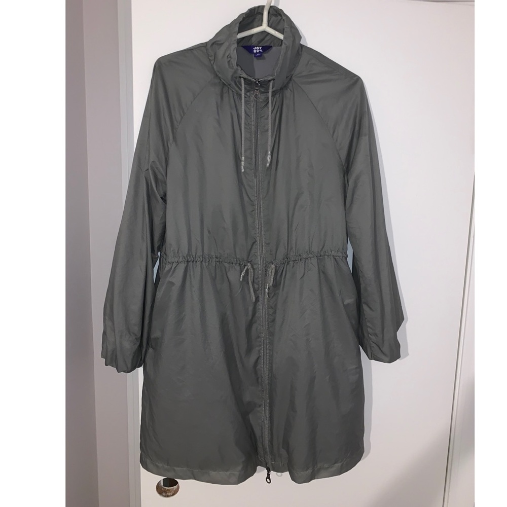 Nice- long wind breaker/raincoat.